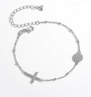 BRACELET RELIGIEUX CROIX ARGENT DIAMANT