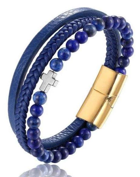 bracelet-croix-chretienne-en-cuir-bleu