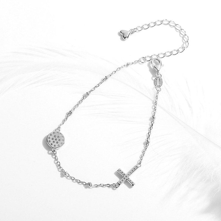 BRACELET RELIGIEUX CROIX ARGENT DIAMANT