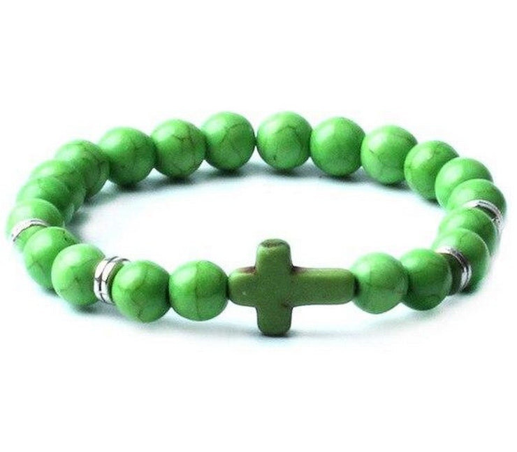 BRACELET RELIGIEUX ÉLASTIQUE PERLE VERTE